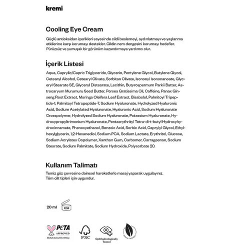 Kremi Cooling Eye Cream 20 ml - 6