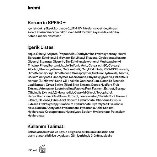 Kremi Serum IN Sun Protection SPF50+ 50 ml - 6