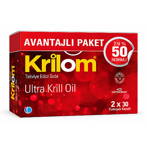 Krilom Ultra Krill Yağı İçeren Takviye Edici Gıda 2X30 Yumuşak Kapsül - TAB İlaç Sanayi A.Ş
