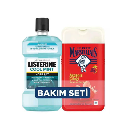 Listerine Cool Mint 250 ml + Le Petit Marseiliais Akdeniz Çileği Duş Jeli 250 ml - Listerine