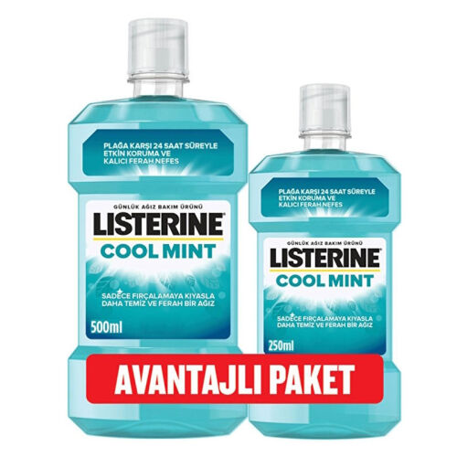 Listerine Cool Mint Nane Aromalı 500 ml + 250 ml - Avantajlı Paket - Listerine