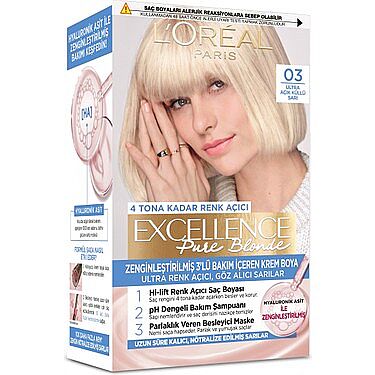 Loreal Paris Excellence Pure Blonde Saç Boyası 03 - Ultra Açık Küllü Sarı - Loreal Paris