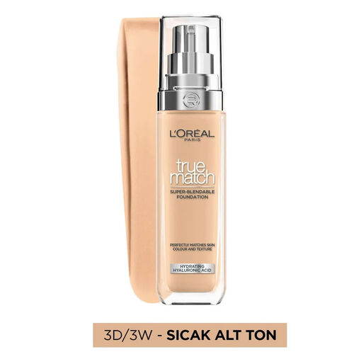 LOreal Paris True Match Bakım Yapan Fondöten 30 ml - 3.D-3.W Warm Dore - 3