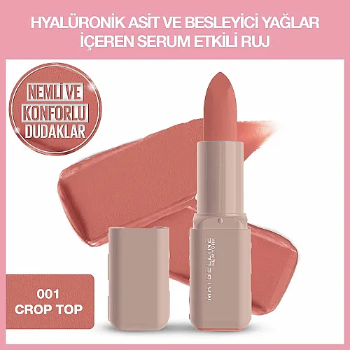 Maybelline New York Serum Etkili Hyalüronik Asit ve Besleyici Yağ İçeren Ruj - 001 Crop Top - Maybelline (1)