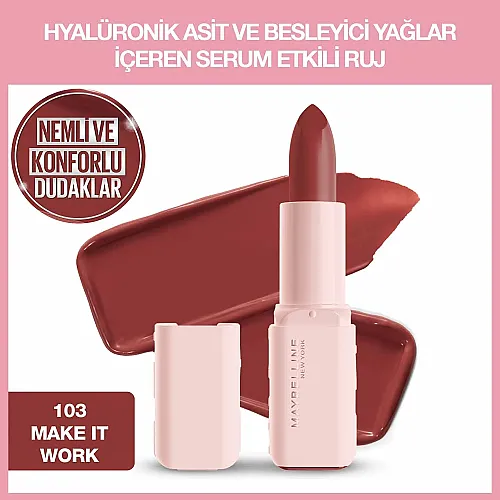 Maybelline New York Serum Etkili Hyalüronik Asit ve Besleyici Yağ İçeren Ruj - 103 Make It Work - Maybelline (1)