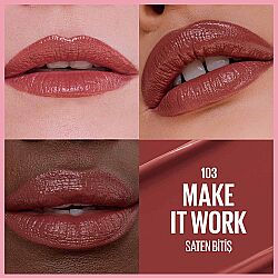 Maybelline New York Serum Etkili Hyalüronik Asit ve Besleyici Yağ İçeren Ruj - 103 Make It Work - 3