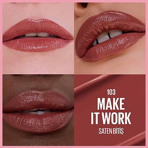 Maybelline New York Serum Etkili Hyalüronik Asit ve Besleyici Yağ İçeren Ruj - 103 Make It Work - 3