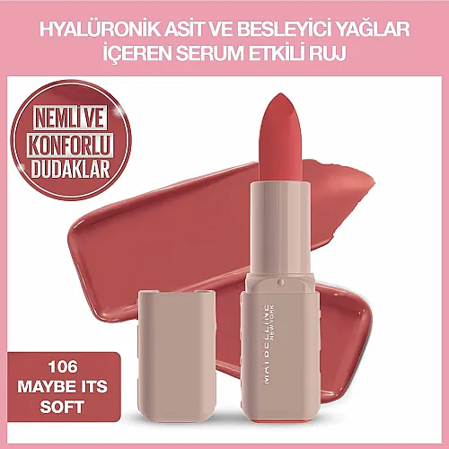 Maybelline New York Serum Etkili Hyalüronik Asit ve Besleyici Yağ İçeren Ruj - 106 Maybe It's Soft - Maybelline (1)