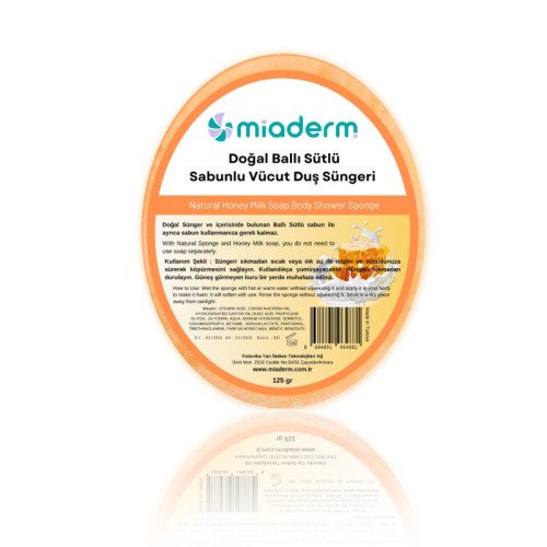 Miaderm Doğal Ballı Sütlü Sabunlu Duş Süngeri 125gr - 1