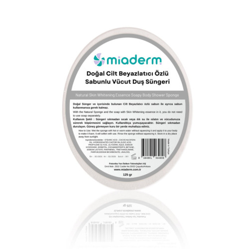 Miaderm Doğal Cilt Beyazlatıcı Özlü Sabunlu Duş Süngeri 125gr - 1