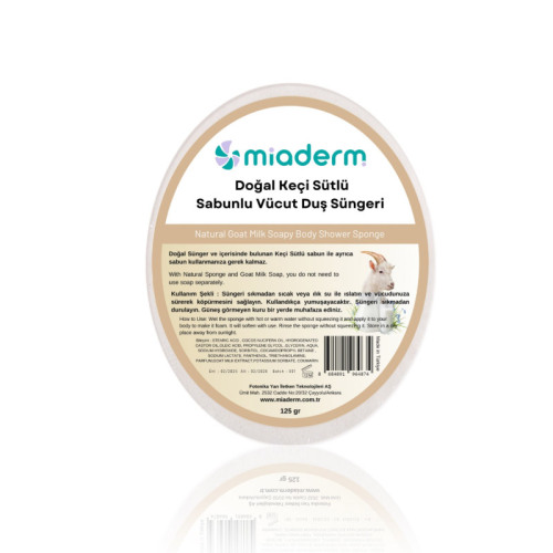 Miaderm Doğal Keçi Sütlü Sabunlu Duş Süngeri 125gr - 1