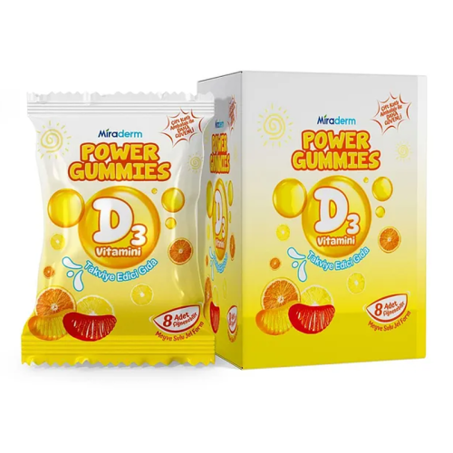 Miraderm Power Gummies D3 Vitamin İçeren Takviye Edici Gıda 64 Jel Form - 1