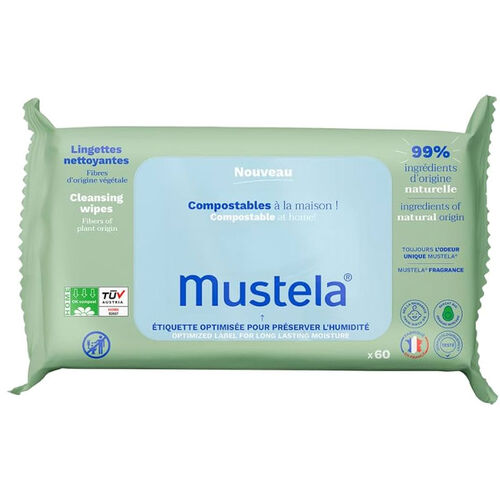 Mustela Kompost Edilebilir Islak Mendil 60 Adet - 1