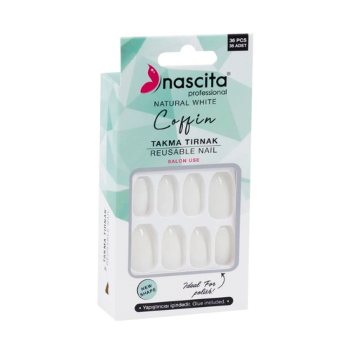 Nascita Natural White Coffin 36lı Takma Tırnak - 1