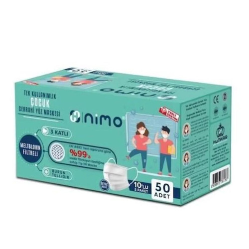 Nimo 3 Katlı Meltblown Çocuk Cerrahi Maske Telli 50 Adet - 1