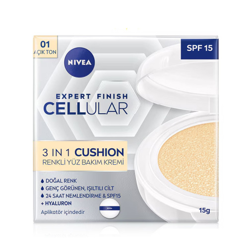 Nivea Expert Finish Cellular 3in1 Spf 15 Cushion Renkli Yüz Kremi 15 gr Açık Ton - 1