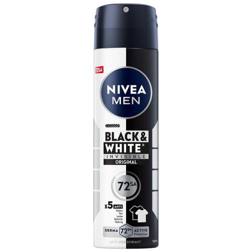Nivea MEN Erkek Sprey Deodorant Black White Invisible Original 150 ml - 72 Saat Anti-Perspirant Ter Koruma - 1