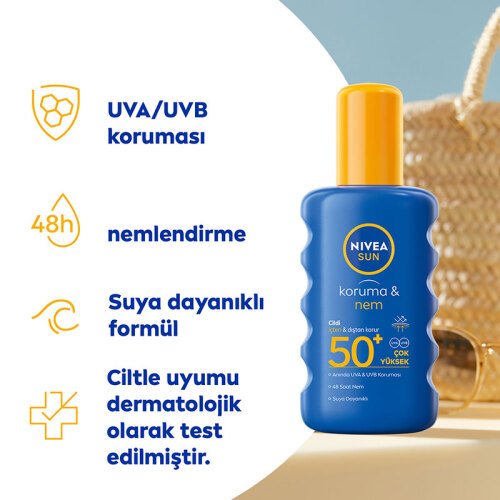 Nivea Sun SPF50 Yüksek Güneş Koruyucu ve Nemlendirici Vücut Spreyi 200 ml - 2