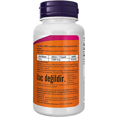 Now Biotin İçeren Takviye Edici Gıda 60 Kapsül - Now (1)