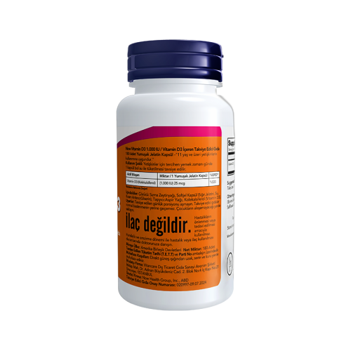 Now Vitamin D3 1000 IU Takciye Edici Gıda 180 Kapsül - Now (1)