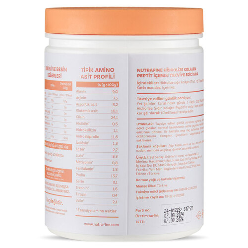 Nutrafine Bovine Collagen Doğal %100 Çifte Hidrolize Tip 1 ve Tip 3 İçeren Kolajen 300 gr - 30 Günlük - Nutrafine (1)