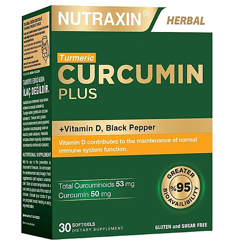 Nutraxin Curcumin Plus Takviye Edici Gıda 30 Yumuşak Kapsül - Nutraxin