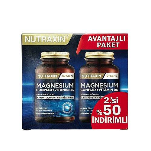 Nutraxin Magnezyum Takviye Edici Gıda 60+60 Tablet - 2.si %50 indiirmli - Nutraxin