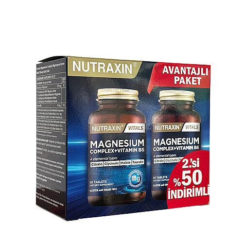Nutraxin Magnezyum Takviye Edici Gıda 60+60 Tablet - 2.si %50 indiirmli - Nutraxin (1)