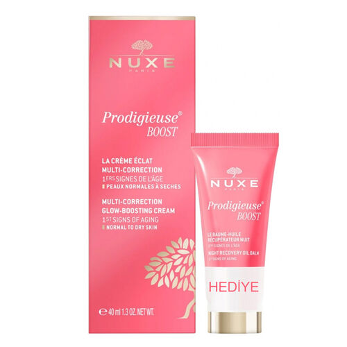 Nuxe Creme Prodigieuse Boost Glow Boosting Cream 40 ml Night Recovery Oil Balm 15 ml HEDİYE (Promosyon Ürünü) - Nuxe