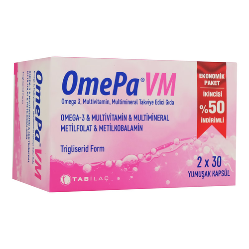OmePa VM Takviye Edici Gıda 2x30 Yumuşak Kapsül - TAB İlaç Sanayi A.Ş (1)