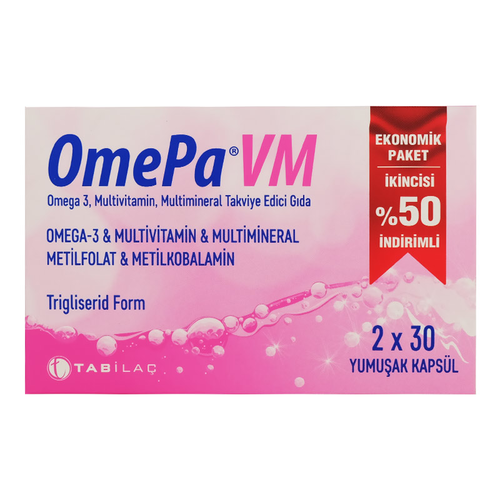 OmePa VM Takviye Edici Gıda 2x30 Yumuşak Kapsül - TAB İlaç Sanayi A.Ş
