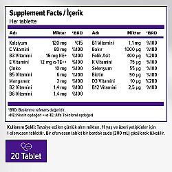 Orzax Efervit Multivitamin ve Mineral 20 Tablet - 2