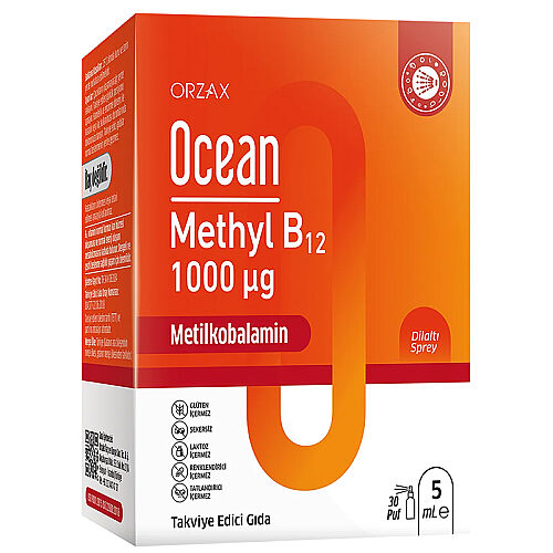 Orzax Ocean 1000 mg Methyl Cobalamin B12 Sprey 5 ml - Orzax