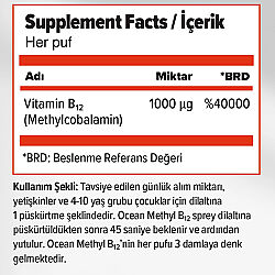 Orzax Ocean 1000 mg Methyl Cobalamin B12 Sprey 5 ml - Orzax (1)