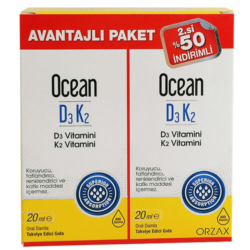 Orzax Ocean D3 K2 20 ml Takviye Edici Gıda Avantajlı Paket - Orzax