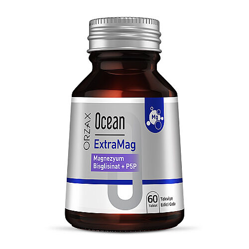 Orzax Ocean ExtraMag Magnezyum Bisglisinat + P5P Takviye Edici Gıda 60 Tablet - Orzax
