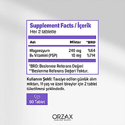 Orzax Ocean ExtraMag Magnezyum Bisglisinat + P5P Takviye Edici Gıda 60 Tablet - 4