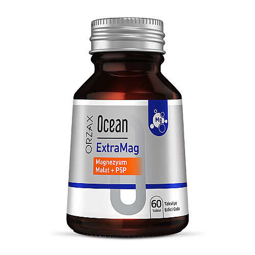 Orzax Ocean ExtraMag Magnezyum Malat + P5P Takviye Edici Gıda 60 Tablet - Orzax