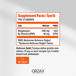 Orzax Ocean ExtraMag Magnezyum Malat + P5P Takviye Edici Gıda 60 Tablet - 4