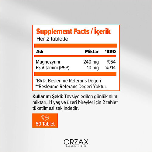 Orzax Ocean ExtraMag Magnezyum Malat + P5P Takviye Edici Gıda 60 Tablet - 4