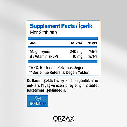Orzax Ocean ExtraMag Magnezyum Taurat+P5P Takviye Edici Gıda 60 Tablet - 4