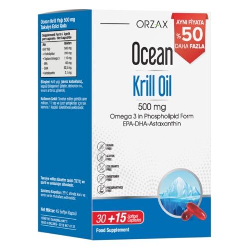 Orzax Ocean Krill Oil 30+15 Kapsül - Orzax