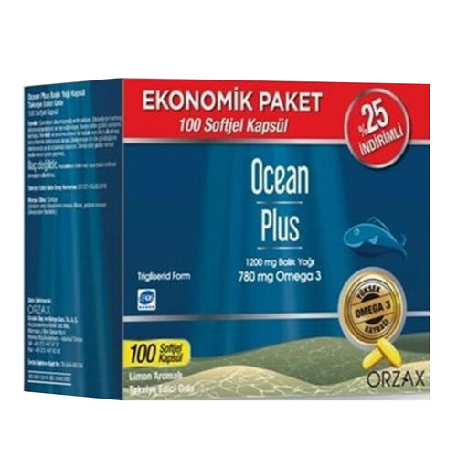 Orzax Ocean Plus Limon Aromalı Takviye Edici 100 Kapsül | Ekonomik Paket - Orzax