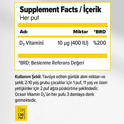 Orzax Ocean Vitamin D3 400 IU Sprey 20ml - 3