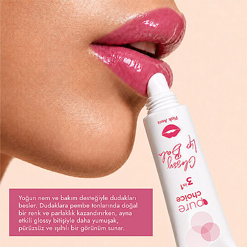 Pure Choice Parlatıcı 3in1 Glossy Lip Balm - Pink Aura 10 ml - 3