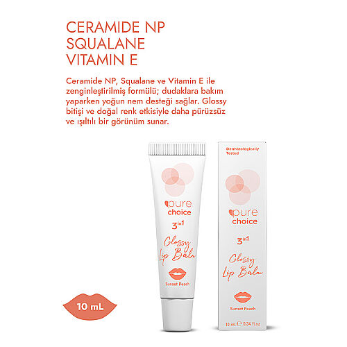 Pure Choice Parlatıcı 3in1 Glossy Lip Balm - Sunset Peach 10 ml - 5