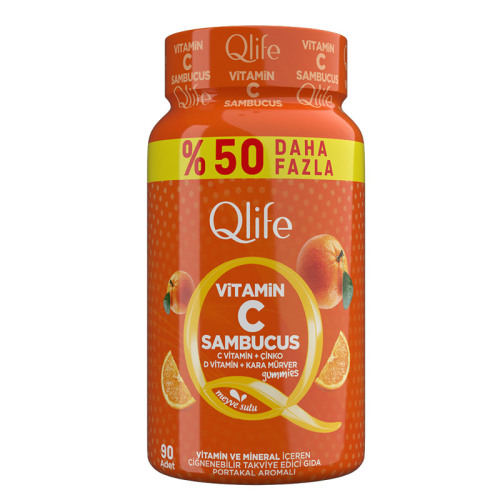 Qlife Vitamin C Sambucus Takviye Edici Gıda 90 Adet - Diğer