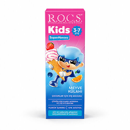 ROCS Kids 3-7 Yaş Meyveli Çocuk Diş Macunu (Meyve külahı) 35ml. - ROCS