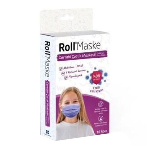 Roll Maske Çocuk Maskesi 10 Adet - Kız (Promosyon Ürünü) - 1