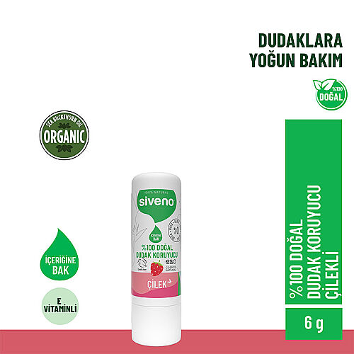 Siveno %100 Doğal Dudak Koruyucu Çilekli 6 gr - Siveno (1)